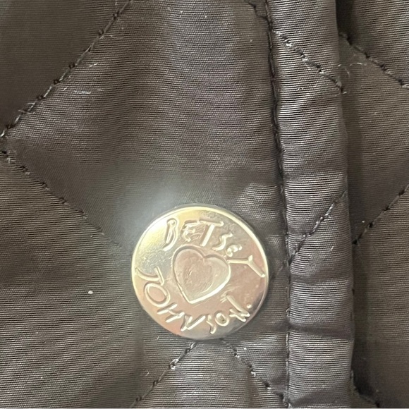 Betsey Johnson Short Black Quilted Trench Coat - Picture 6 of 10